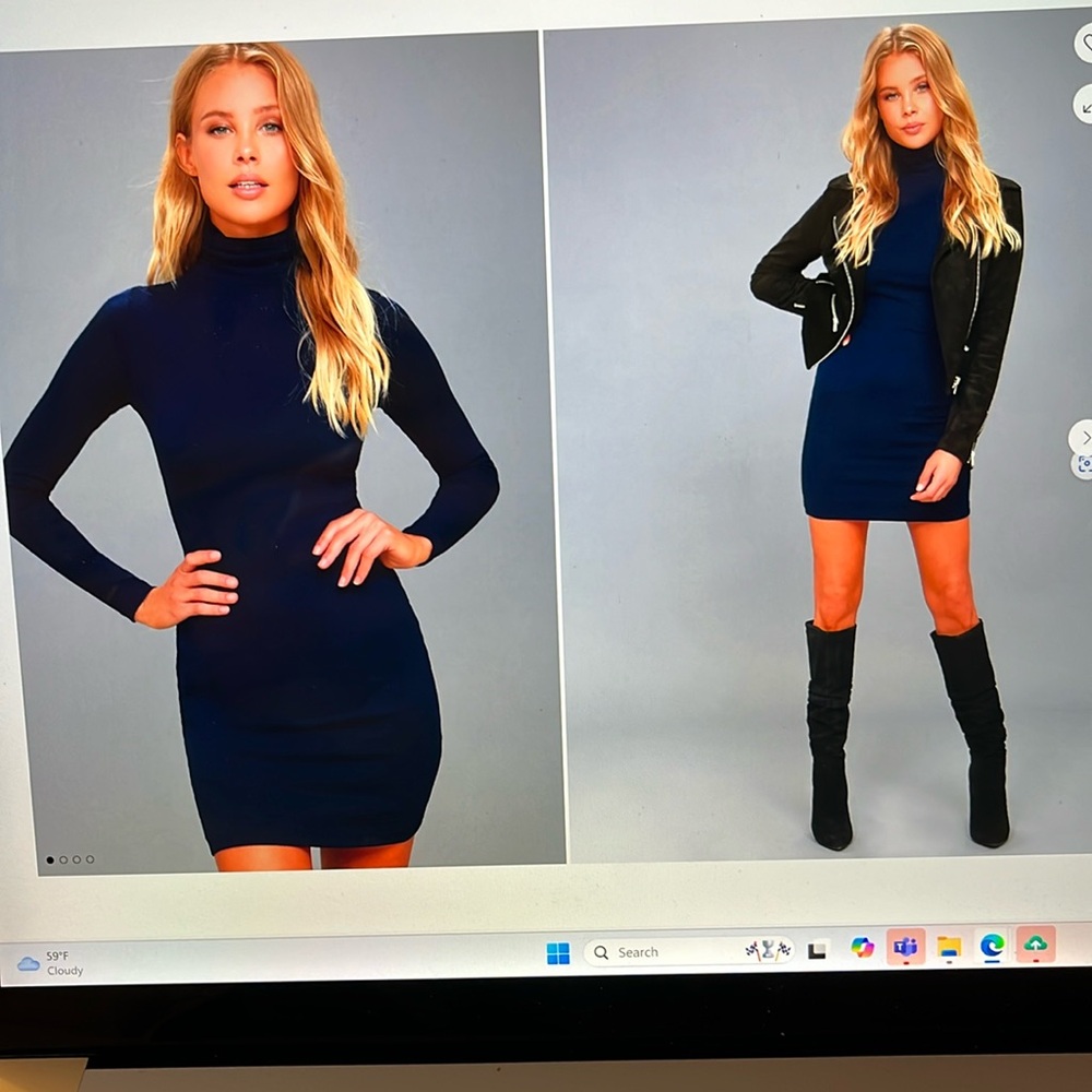 Lulus Phenomenal Feeling navy blue long sleeve bodycon dress. Size medium